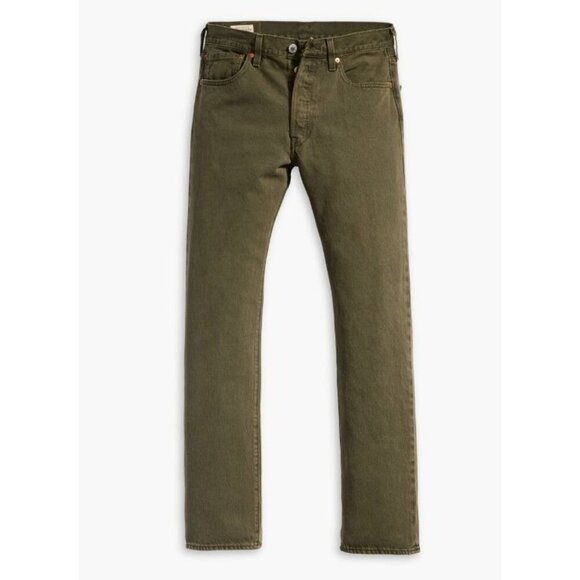 LEVI'S 501 Mens Button Fly 100% Cotton Denim Jeans Size 30x30 Green Olive AN EXC